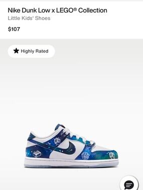 Nike Little Kids' Dunk Low x LEGO® - White & Blue Galaxy size 11c New In Box